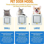 4 Way Locking Cat Door(Outer Size9.4 x8.6''),Dog Door for Window,Magnetic Pet Door for Interior Exterior Door，Weatherproof Cat Flap for Thin Door and Wall