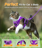 Halypet Cat Harness and Leash Set [MAX Safety 4th-Gen Upgrade] Escape Proof Adjustable Cat Leash Comfortable Soft Vest Easy to Wear Kitten Harness with Reflective Strip for Cats Walking, M Purple