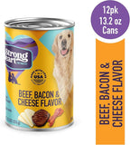 A Strong Heart Wet Dog Food, Beef, Bacon & Cheese Flavor - 13.2 oz Cans (Pack of 12), Made in The USA with Real Beef