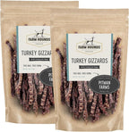 Farm Hounds - Turkey Gizzards - Premium Natural Jerky for Dogs - 100% Humanely Raised Turkey - Break-to-Size - Great for Training & Treats - No Added Fillers - Made in USA - 4oz - 2 Pack