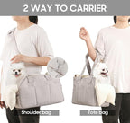 Dog Purse Carrier for Small Dogs, Soft Soft Sided Folding Dog Carriers for Small Dogs Medium Cats Puppies up to 15 Lbs, Washable Breathable Puppy Carrier for Outdoor Travel (Large Gray)