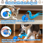 2PCS Interactive Cat Ball Toy, Self Rolling Ball with Cover Anti-Scratch for Bored Indoor Cat Chasing, Obstacle Avoidance Smart Cat Toys for Enrichment, Motion Activated Toys to Keep Them Busy