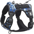 Auroth Tactical Dog Training Harness No Pulling Front Clip Leash Adhesion Reflective K9 Pet Working Vest Easy Control for Small Medium Large Dogs Blue Camo M