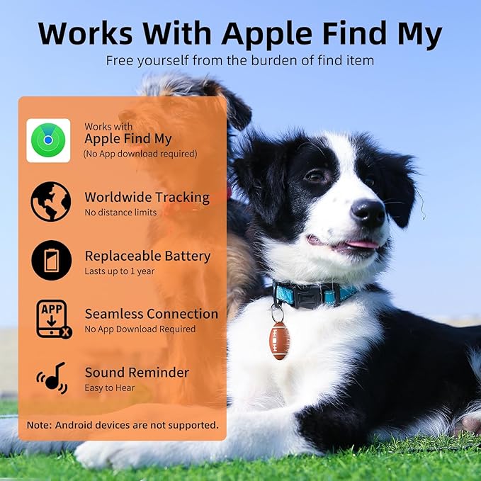 QDAN GPS Dog Tracker Collar: Pet Location Tracker, Smart Item Finder, No Charging, Waterproof, Dog Collar Attachment, Compatible with iOS Only (One Piece)