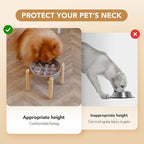 7.3inch Ceramic Dog Raised Slow Feeder Set, Elevated Bowl with Wooden Stand for Medium and Small Dog, Slow Feeder Dish for Fast Easters(Brown Coffee, Single Bowl+ Stand)