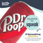 Huxley & Kent Funny Dog Toy w/Squeaker – Power Plush Squeaky Dog Toys for Small, Medium & Large Dogs – Soft Stuffed Animal for Indoor Play & Fetch - Dr Pooper, Small