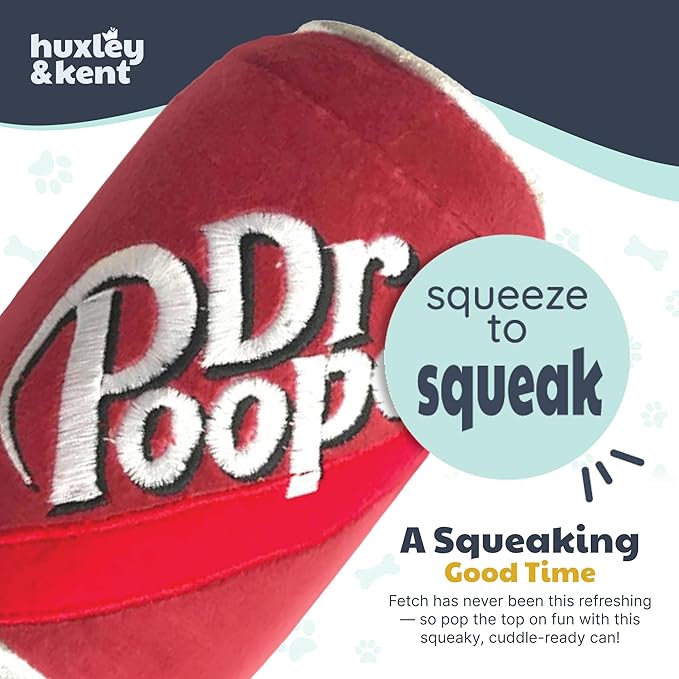Huxley & Kent Funny Dog Toy w/Squeaker – Power Plush Squeaky Dog Toys for Small, Medium & Large Dogs – Soft Stuffed Animal for Indoor Play & Fetch - Dr Pooper, Small