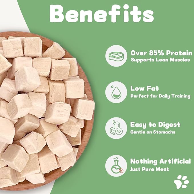 Freeze Dried Chicken Cat and Dog Treats 21.3 OZ – Single Ingredient Chicken Meat High Protein, Bite-Sized Pet Training Snacks or Food Topper for Small Dogs Cats