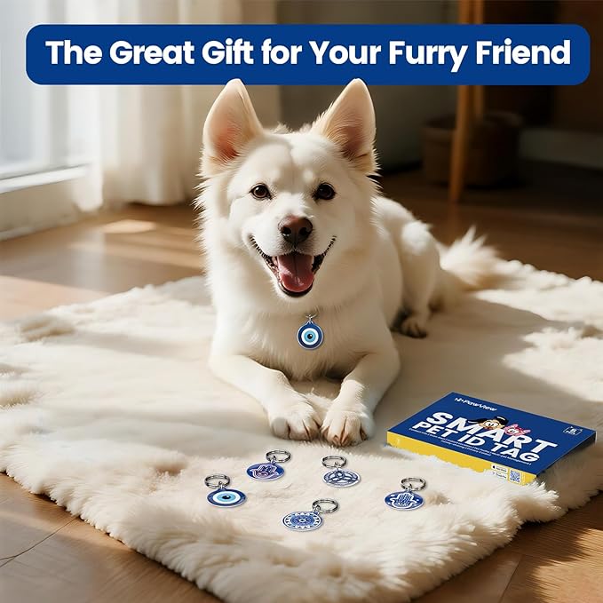 QR Code Pet ID Tags for Dogs & Cats – Guardian Spirit Series 5Pcs, Dog Tags Personalized with Evil Eye, Hamsa Hand & Celtic Knot Symbols, Waterproof, Editable Profile, Instant Location Alert