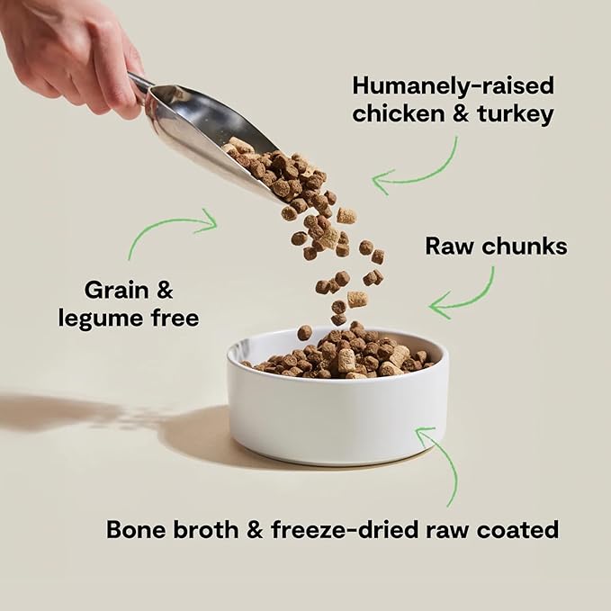 Open Farm, RawMix Grain-Free Dry Dog Food, Protein-Packed Kibble Coated in Bone Broth with Freeze Dried Raw Chunks, Chicken & Turkey, Open Prairie Recipe, 20lb Bag