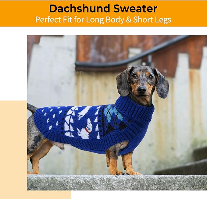 Leletail Dachshund Sweater, Turtleneck Dog Sweaters for Small Dogs, Warm Pullover Knitted Pet Coat,Cold Weather Dachshund Clothes, Fall/Winter Cozy Outfit (XS-XL)
