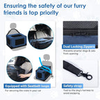 Soft Collapsible Dog Crate - 24 inch Portable Travel Puppy Crate for Small Pets or 2 Cats, Pet Carrier with 4 Mesh Doors, Car Kennel for Dogs with Handle for Indoor and Outdoor, Bule