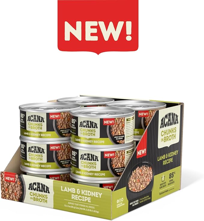 ACANA Chunks in Broth Wet Cat Food Lamb & Kidney Recipe 3oz Cans (12 Count)