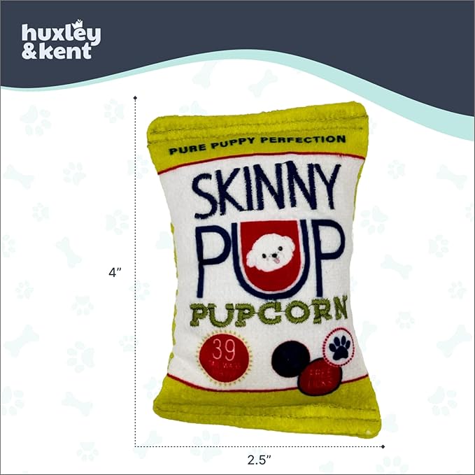 Huxley & Kent Funny Dog Toy w/Squeaker – Power Plush Squeaky Dog Toys for Small Dogs – Durable Small Stuffed Animal for Indoor Play & Fetch - Tiny Tuff Skinny Pup