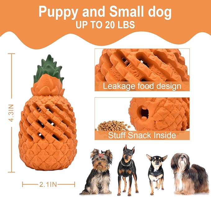 Small Dog Toys - Pineapple Tough, Indestructible Toys for Aggressive Chewers