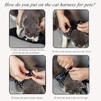 Cat Leashes and Harnesses for Walking,Breathable Soft Kittens Vest for Cats Dogs, Kitten Harness Escape Proof with Bell and Bow-Knot Decoration Christmas (XS, Black-White)