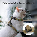 Plutus Pet Adjustable Cat Harness and Leash Set, Quick Release, Escape Proof Nylon Vest with Leather Trim for Kitten, Small Medium Large Cats, Brown