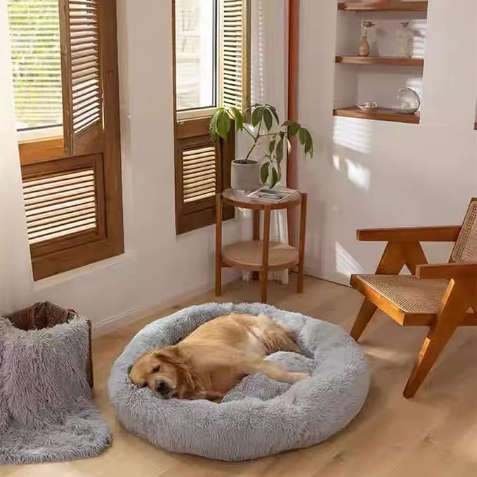 Dog Bed for Small Medium Large Dogs, 30 inch Calming Dogs Bed, Washable-Round Cozy Soft Pet Bed for Puppy and Kitten with Slip-Resistant Bottom