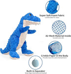 DODODOLA Dog Toys Dinosaur Dog Toy Blue Stuffed Animals Chew Toy Plush Squeaky Dog Birthday Toys for Small Large Big Dogs