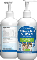 Pet Wellbeing Wild Alaskan Salmon Oil for Cats - Wild-Caught, Cold-Processed, Daily Omega-3 Fish Oil for Healthy Coat and Skin, Joint Mobility and Strength - EPA, DHA - 8 fl oz (236 ml)