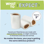Pawstruck Small 3" Filled Dog Bones, Peanut Butter Flavor - Made in USA Long Lasting Stuffed Femur for Aggressive Chewers Dental Treat - Pack of 10 - Packaging May Vary