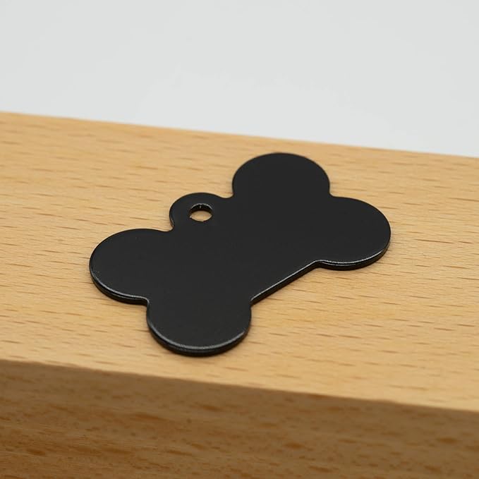 Aluminium Blank Bone Shape Dog ID Tags Pet ID Tags Number Tag with Key Ring 20pcs (Black)