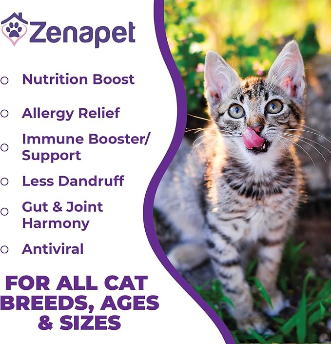 ZENAPET Cat Colostrum Plus Premium Powder Topper, Immune & Digestive Health Supplement, 240 Servings (8-Month Supply), Supports Skin & Coat, Made in USA