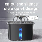 Veken Innovation Award Winner Stainless Steel Cat Water Fountain, 95oz/2.8L Automatic Pet Fountain Dog Water Dispenser with Replacement Filters & Silicone Mat for Cats, Dogs (Space Black)