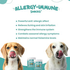Dog Allergy Relief Chews - Antihistamine & Immune Support Bites with Probiotic, Salmon Oil, Colostrum, Omega 3 - Supplement for Anti Itch, Seasonal Allergies, Coat Health & Shedding Control (90 Ct)