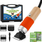 200W Pet Grooming Clippers for Thick Heavy Coats, 2000-6000rpm Stepless Speed Control & 10ft Power Cord, Low Noise< 50db, Dog Trimmer Kit with Extra Detachable Blade & 2 Limit Combs of 4 Sizes