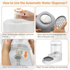 Automatic 4.4L Pet Water Dispenser, Gravity Dog Water Bowl & Cat Water Dispenser, Suitable for Small & Medium-Sized Cats, Dogs, Rabbits
