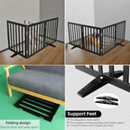 ZJSF Freestanding Indoor Dog Gate for House Foldable Wood Puppy Gate for Doorways Pet Gate for Stairs Extra Wide Pet Fence, Black, 24" Height 2 Panels