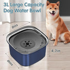 UPSKY 3L Dog Water Bowl 101oz Stainless Steel No Spill Large Capacity Dog Food Water Bowl Slow Water Feeder, Spill Proof Pet Water Dispenser Vehicle Carried Travel Water Bowls