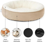 Love's cabin Round Donut Cat and Dog Cushion Bed, 25in Pet Bed for Small or Medium Dogs, Anti-Slip & Water-Resistant Bottom, Soft Durable Fabric Pet Beds, Washable Calming Cat & Dog Bed Camel