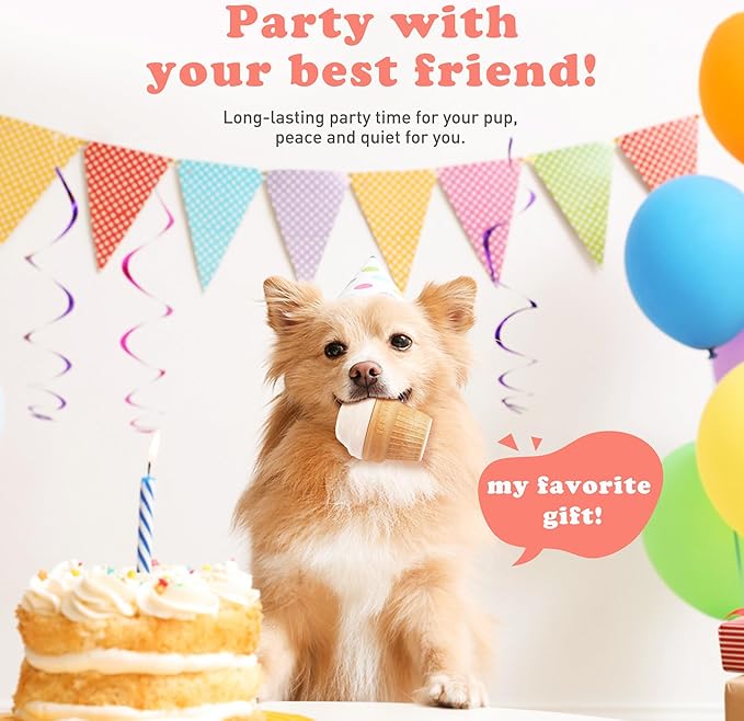 Interactive Dog Toys for Boredom-Multi-Functional Design-Birthday Gifts for Dogs-Frozen Treats-Medium/Large Dog Toys-Party Ice Cream
