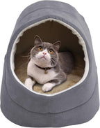 GOOPAWS Cat Cave for Cat and Warming Burrow Cat Bed, Pet Hideway Sleeping Cuddle Cave (Grey-2)