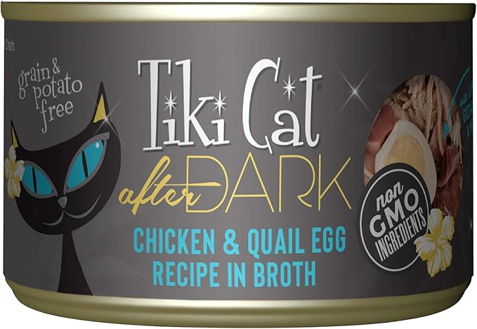 Tiki Cat After Dark, Chicken & Quail Egg, High-Protein and 100% Non-GMO Ingredients, Wet Cat Food for Adult Cats, 5.5 oz. Can (8 Count)