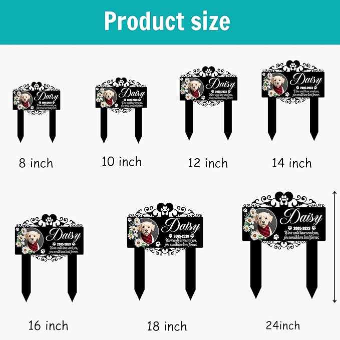 Custom Pet Grave Markers Dog | Custom Pet Headstones for Dogs | Best Memorial Gifts to Tribute Your 4-Legged Companions | Personalized Grave Marker for Furry Friends with Flower Picture Frame