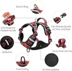 HEELE Dog Harness, No Pull Adjustable Padded Reflective Harness for Small Medium Large Dogs with Handle for Walking Training, Checkered-Red, XL