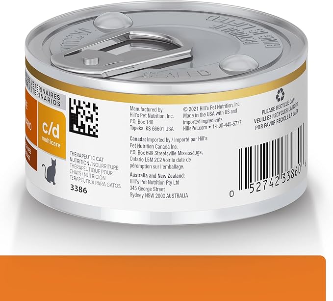 Hill's Prescription Diet c/d Multicare Urinary Care Chicken & Vegetable Stew Wet Cat Food, Veterinary Diet, 2.9 oz Cans, 24-Pack