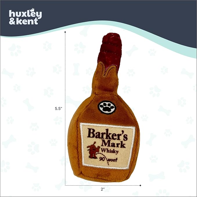 Huxley & Kent Funny Dog Toy w/Squeaker – Power Plush Squeaky Dog Toys for Small Dogs – Durable Small Stuffed Animal for Indoor Play & Fetch - Tiny Tuff Barker's Mark