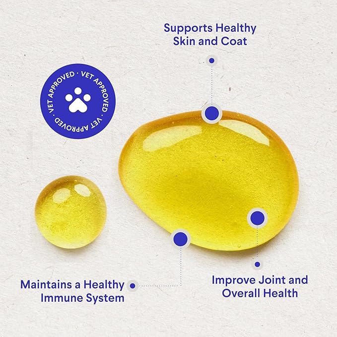 Fish Oil for Dogs - Omega 3 for Dogs from Alaskan Salmon, Cod & Krill Oil - EPA DHA Fatty Acids - Less Shedding & Itching - Skin, Joint, Immune & Heart Health - Liquid Supplement (32 oz)