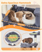 Taoqimiao 83In Heavy Duty Cat Tree, Suitable 20lb+ Large Cats, XXL-Cat Tower for Indoor Cats Large Adult, 2 Luxurious Cat Cando with 8 Scratching Posts,Oversized Metal Hammocks,Smoky Gray MS032G