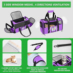 Large Cat Carrier Soft Sided Pet Carriers for Large Cats Under 25 lbs, 20" Dog Carrier Cat Carrier for 2 Cats Travel Carrier, Purple