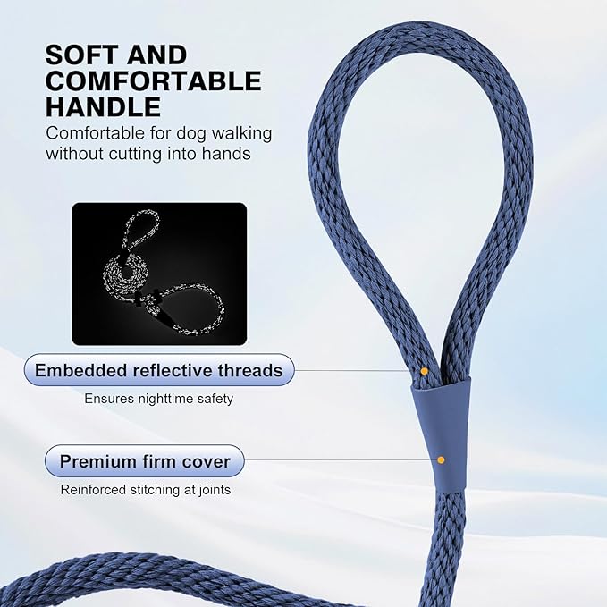 Lynxking Dog Leash Slip Lead Reflective Breathable Rope Comfortable Strong No Pull Slip On Pet Training Lead for Dogs
