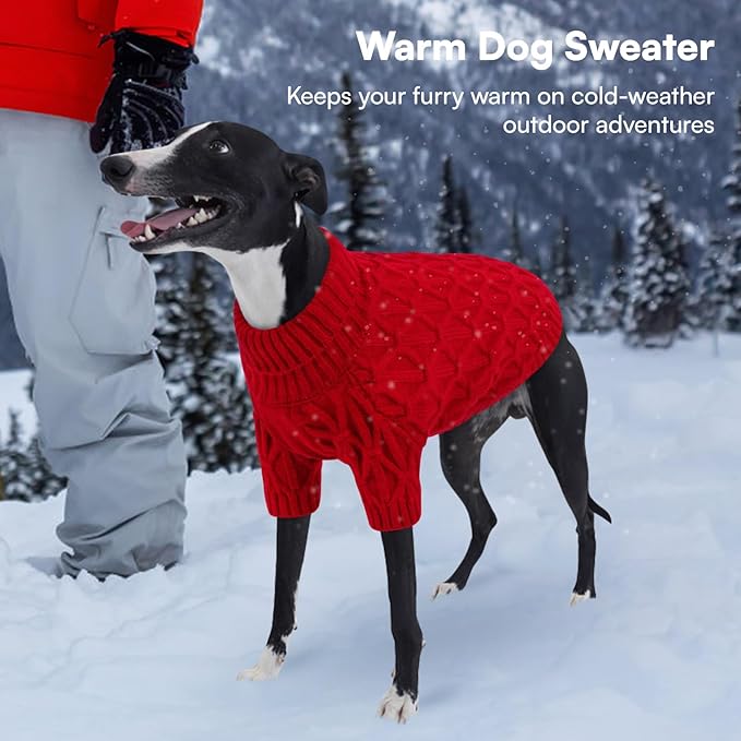 Queenmore Dog Sweaters for Large Dogs Girls Boys,Warm Pullover Extra Large Dog Sweater,Dogs Christmas Sweaters,Classic Turtleneck Thick Clothes for Extra Large Pets, Pitbull, Boxer(Red,XL)