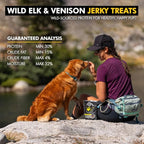 Venison Jerky Training Treats for Dogs – Elk & Deer Meat Protein Dog Treat High-Value Reward – All-Natural, No Fillers, Grain-Free, No Preservatives – 8 oz (1 Pack)
