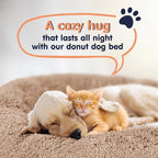 Donut Dog Bed - Premium Comfort for Anxiety Relief - Fluffy & Calming Design with Ultra-Plush Support | Cozy Round Dog Bed with Super Soft Circle Style (Size XL Camel)