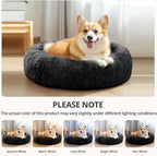 JOLLYVOGUE Calming Dog & Cat Bed for Small Dogs, Anti-Anxiety Donut Cuddler Cozy Soft Round Bed with Anti-Slip Bottom, Fluffy Faux Fur Plush Cushion Beds for Small Medium Pets (23")