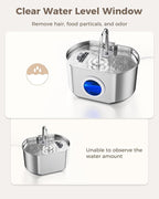 Cat Water Fountain Stainless Steel: 74oz/2.2L Cat Fountain for Drinking- Pet Water Fountain Inside - Automatic Dog Watering Dispenser Bowl - Pet Feeding & Watering Supplies (4 Filters)